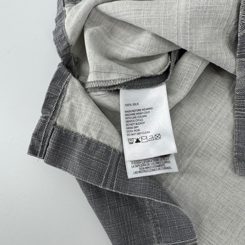 Tommy Bahama Mens XXL Silk Grey Floral Jacquard Striped Short Sleeve Camp Shirt - Picture 6 of 8